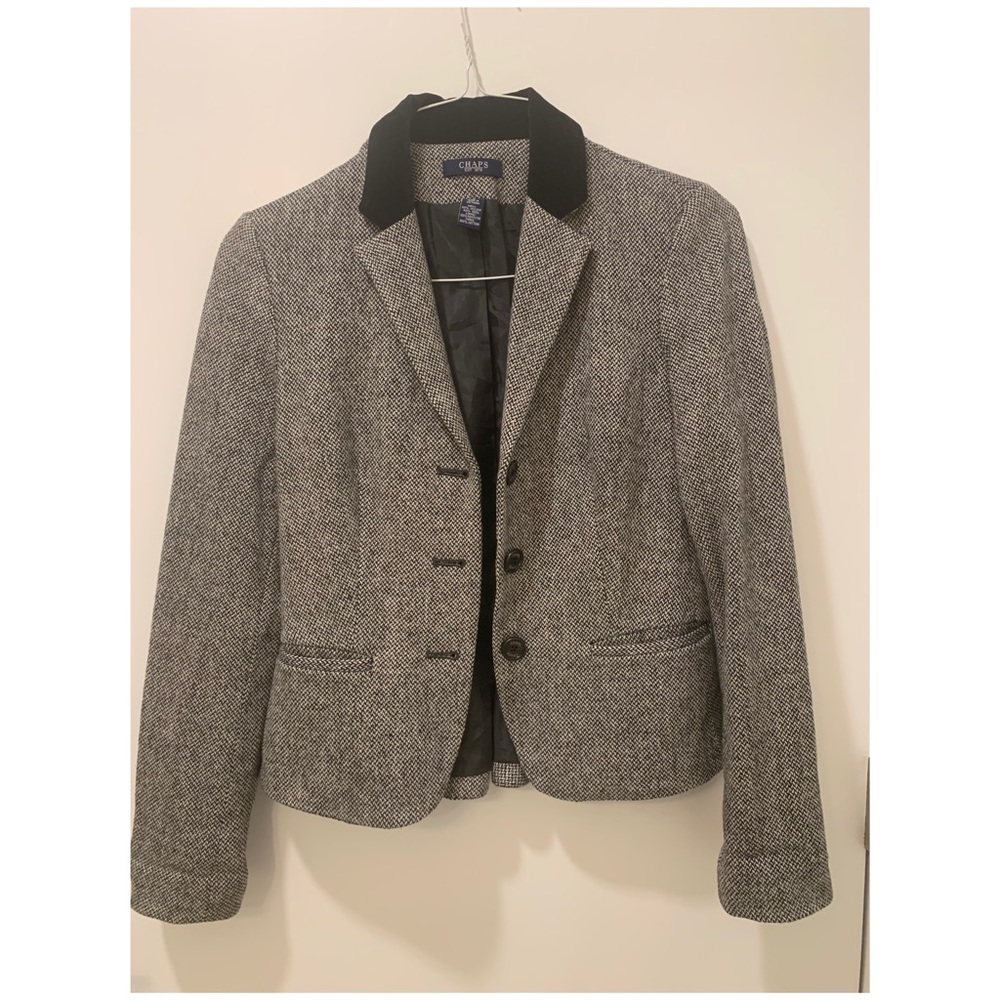Chaps Blazer Women’s 2 Black & White Wool Blend
